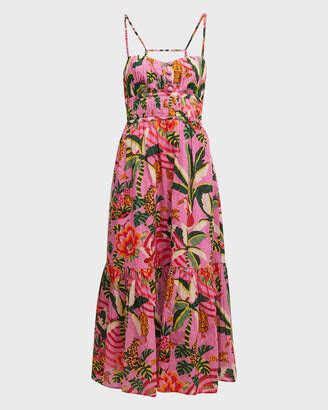 Farm Rio Leopard Forest Open Back Tiered Midi Dress ShopStyle