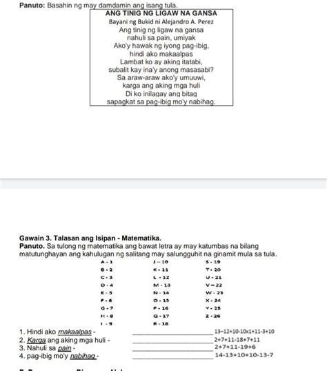 Sa Tulong Ng Matematika Ang Bawat Letra Ay May Katumbas Na Bilang