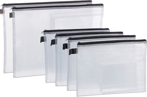 Relaxdays Set Of 6 File Folders Zipper Loop Din A4 And A5 Pvc Document