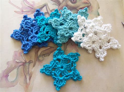 Set Of Four Assorted Crochet Snow Flake Appliques Crochet Etsy