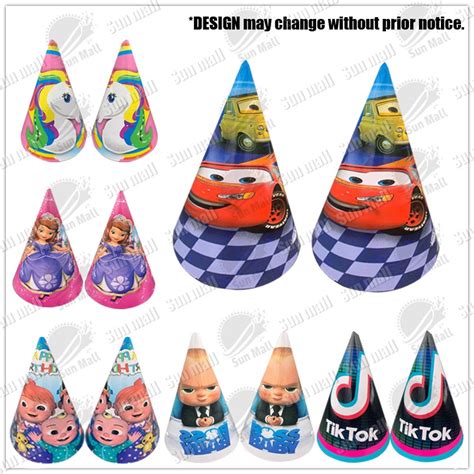 10pcs Cone Style Party Hats Birthday Party Character Kids Hat Sombrero (more Design) SUNMALL ...