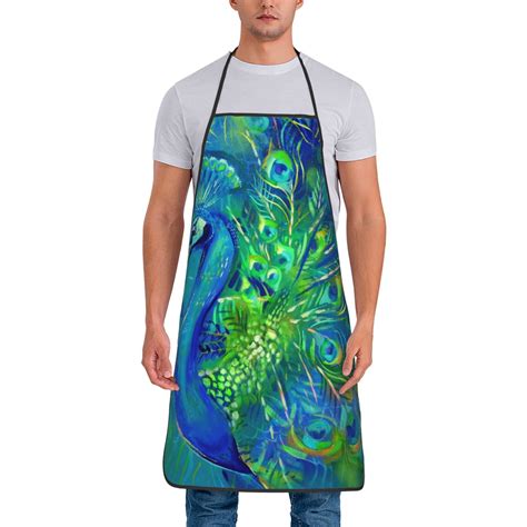 Colorful Feather Peacock Bird2 Aprons For Women Men Waterproof Apron