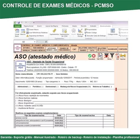 Planilha De Controle De Exames M Dicos Ocupacionais Mebuscar Brasil