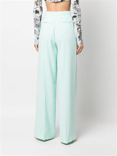 PINKO High Waisted Wide Leg Trousers Blue FARFETCH