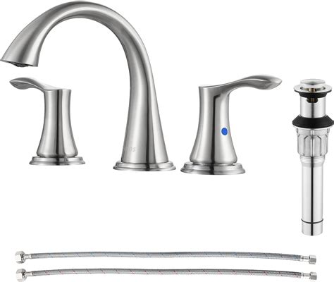 Parlos Widespread 2 Handles Bathroom Faucet With Metal Pop Up Sink Drain And Cupc Faucet Supply