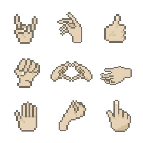 Premium Vector Human Hand Gesture Pixel Art