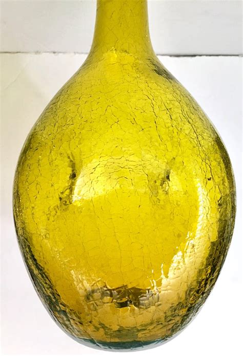 Mid Century Blenko Glass Green Pinched Crackle Glass Decanter At 1stdibs Blenko Pinched