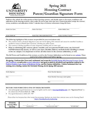 Fillable Online Housing Fsu FREE 5 Housing Contract Forms In PDFFREE 5