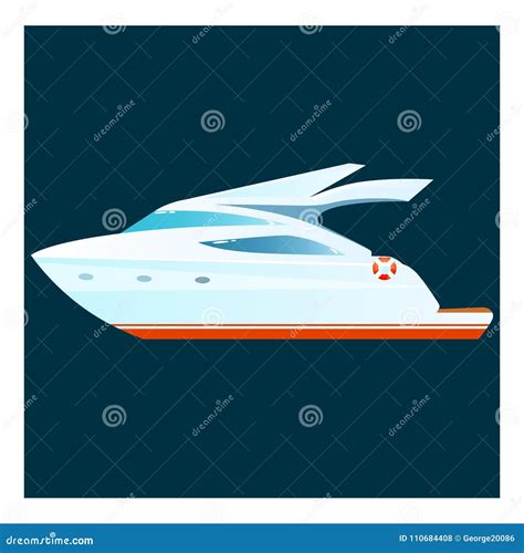 Cartoon Yacht on Dark Background. Stock Vector - Illustration of ship, tourism: 110684408