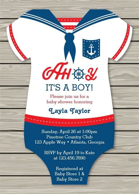 Ahoy Baby Shower Invitation Sailor Nautical Invitation Zazzle