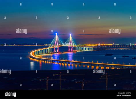 Sunset At Incheon Bridge Seoul South Korea Stock Photo Alamy