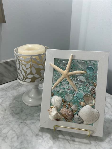 Seashell Resin Art Beach House Wall Art Coastal Wall Art Coastal Decor Sea Glass Art Sea T