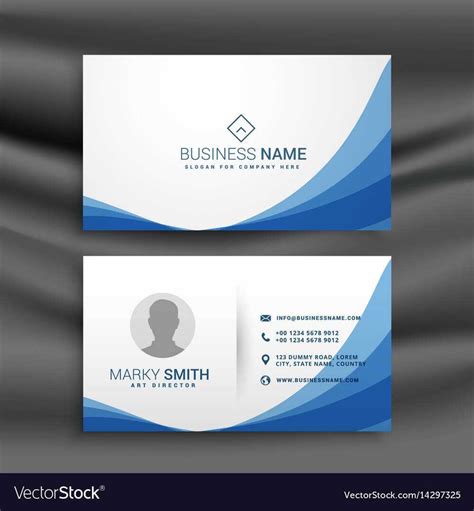 Blue Wave Simple Business Card Design Template With Regard To Visiting Card Illustrator ...