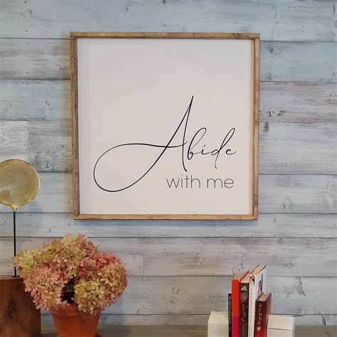 Abide with me sign, abide, wall art, Large Wood Sign, hymn, wall decor ...