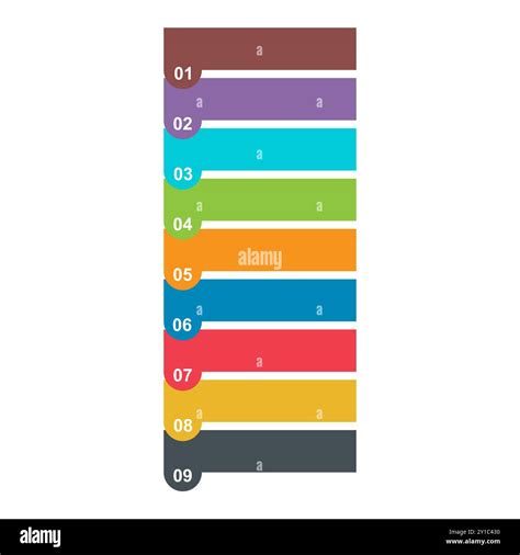 Nine Step Infographic Vertical Diagram Business Information Design Chart Vector Illustration