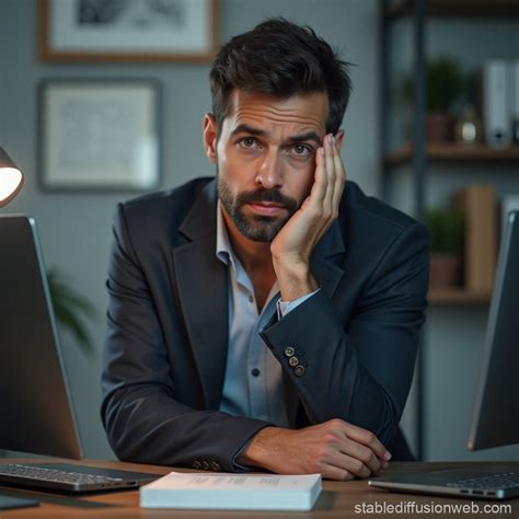 Stressed Employee at Work | Stable Diffusion Online