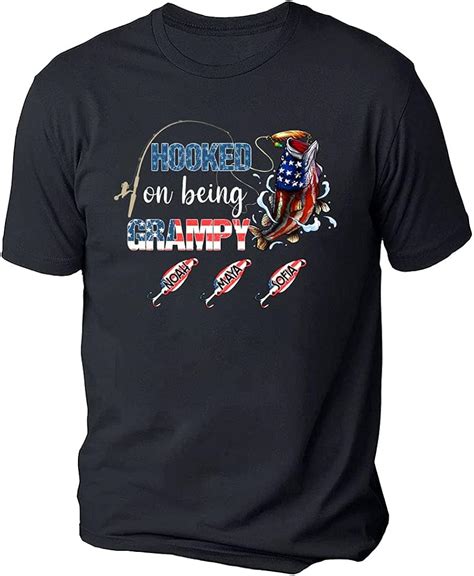 Hooked On Being Grampy T Shirt Grandpa Fishing America Shirt With