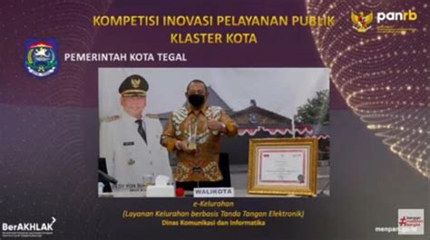 Pemkot Tegal Terima Penghargaan Top Inovasi Terpuji Top Kipp Tahun