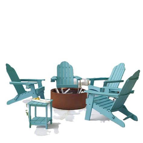 Lue Bona Lake Blue Folding Outdoor Plastic Adirondack Chair With Cup