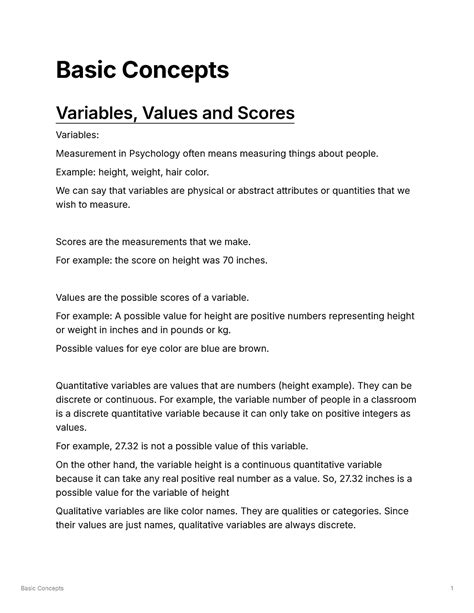 Ch Basic Concepts Basic Concepts Variables Values And Scores