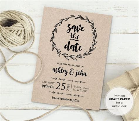 Rustic Save The Date Template Instant Download Diy Kraft Etsy Save