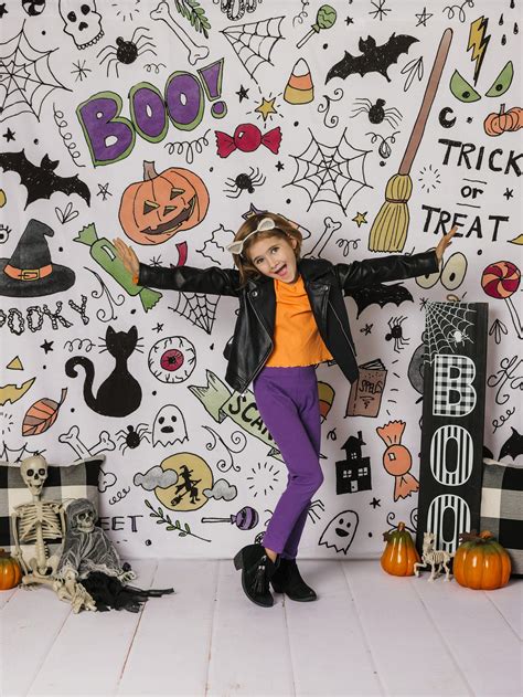 Kate Cute Halloween Doodles Background & Backdrop for photography🎃