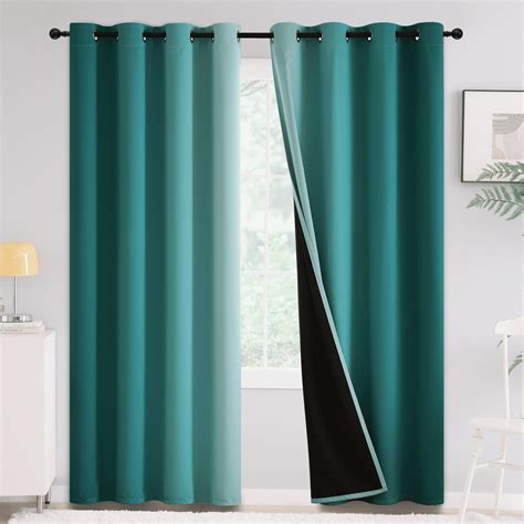 Yakamok Blackout Curtains For Bedroom Ombre Room Darkening Teal