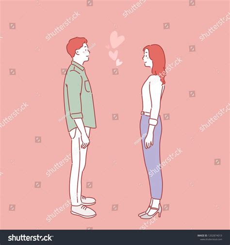 Man Woman Standing Facing Each Other Stock Vector Royalty Free 1202874013 Shutterstock In