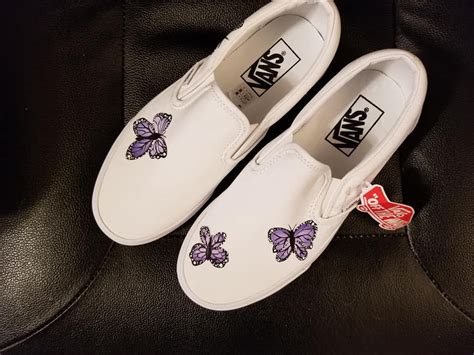 Custom Vans Hand Painted Purple Butterfly Etsy