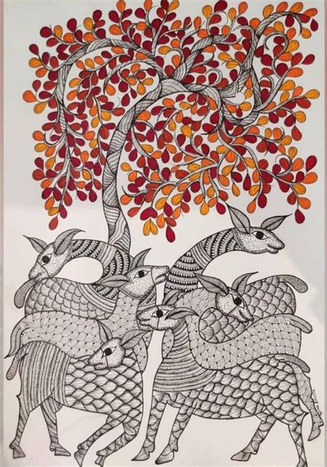 Beautiful Gond Art Painting Etsy