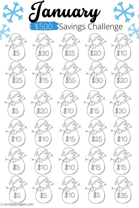 30 Day January Savings Challenge Save 500 Printable Goal And Guide