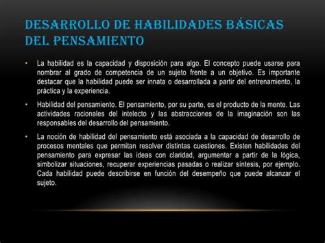 Desarrollo De Habilidades Básicas Del Pensamiento Ppt