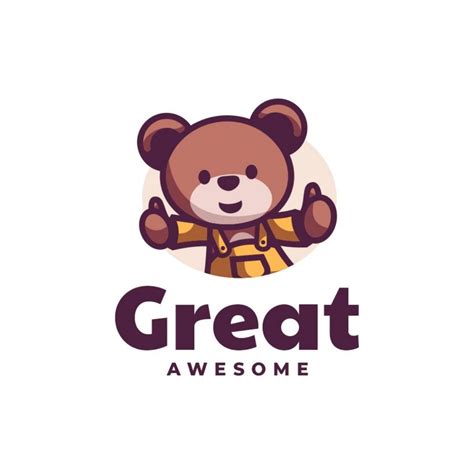 Great Teddy Bear Cartoon Logo Logo Template