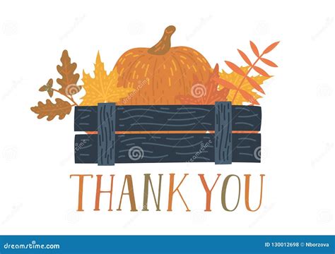 Thank You Harvest Box With Handwritten Text Stock Vector