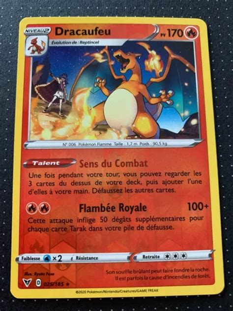 CARTE POKÉMON RARE Dracaufeu 025 185 EB04 Epée Bouclier Voltage