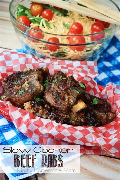 Slow Cooker Beef Ribs - Mostly Homemade Mom