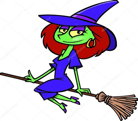 Cartoon Sexy Witch Flying On A Broomstick Stock Vector By ©ronleishman