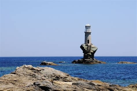 The Lighthouse Of Andros Island Greece A Symbol Of Its Glorious