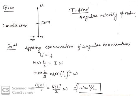 Two Particles Each Of Mass M Are Connected By A Massless Rod Of Length L The Rod Is Lying On