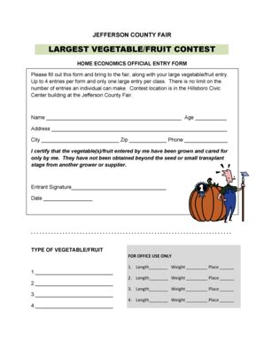 Fillable Online Extension Missouri Largest Vegetable Fruit Contest