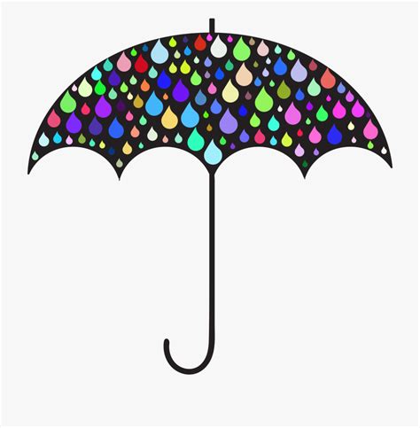 Umbrella And Rain Drops In Rainbow Colors Vector Image