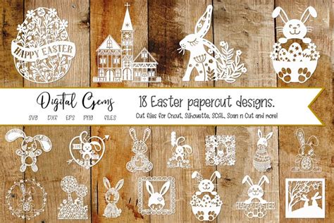 Easter Rabbit Paper Cut Bundle Svg Dxf Eps