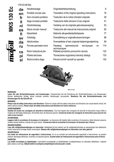 Manual De Uso Mafell MKS 130 Ec Sierra Circular