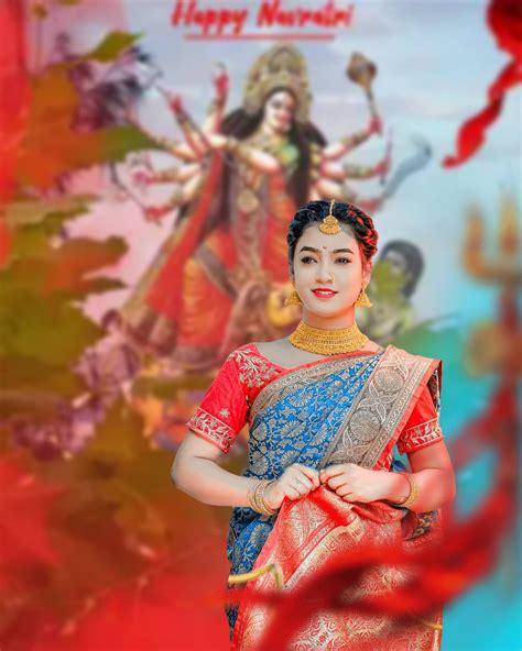 🔥 Maa Durga Navratri Editing With Girl In Saree Background Hd Images