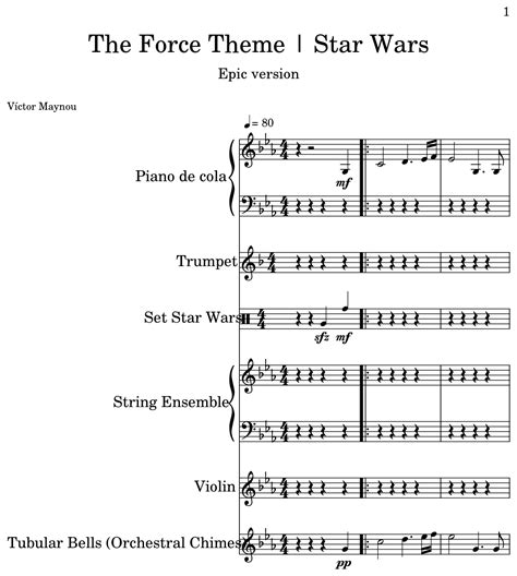 The Force Theme | Star Wars - Sheet music for Piano, Trumpet, Star Wars ...