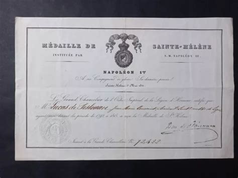 BEAU DIPLÔME DE la médaille de Sainte Hélène à un ancien SLT du 15e de