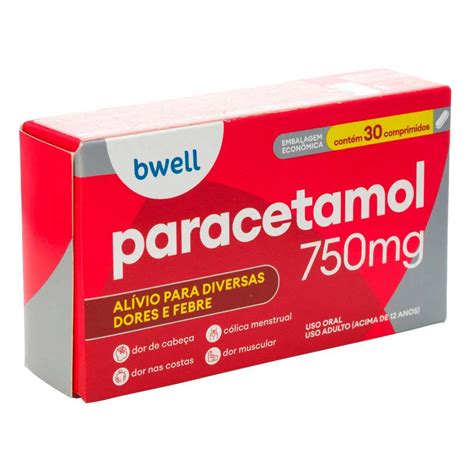 Paracetamol E Anti Inflamatórios - bwell Paracetamol 750mg 30 comprimidos | Drogasil