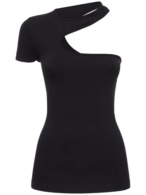 Helmut Lang Viscose Cutout Seamless Top Black Editorialist