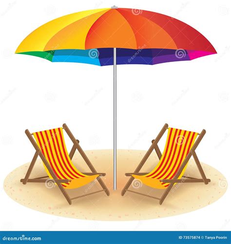 Beach Umbrella And Chair Seashore With Beach Umbrella And Chair Stock