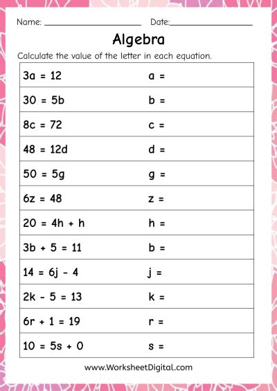 Grade Maths Worksheet Digital Worksheets Library